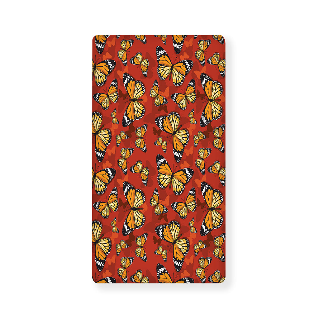 Orange Monarch Butterfly Print Baby Crib Sheet