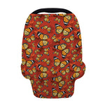 Orange Monarch Butterfly Print Baby Seat Cover