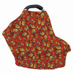 Orange Monarch Butterfly Print Baby Seat Cover