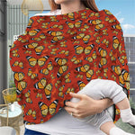 Orange Monarch Butterfly Print Baby Seat Cover