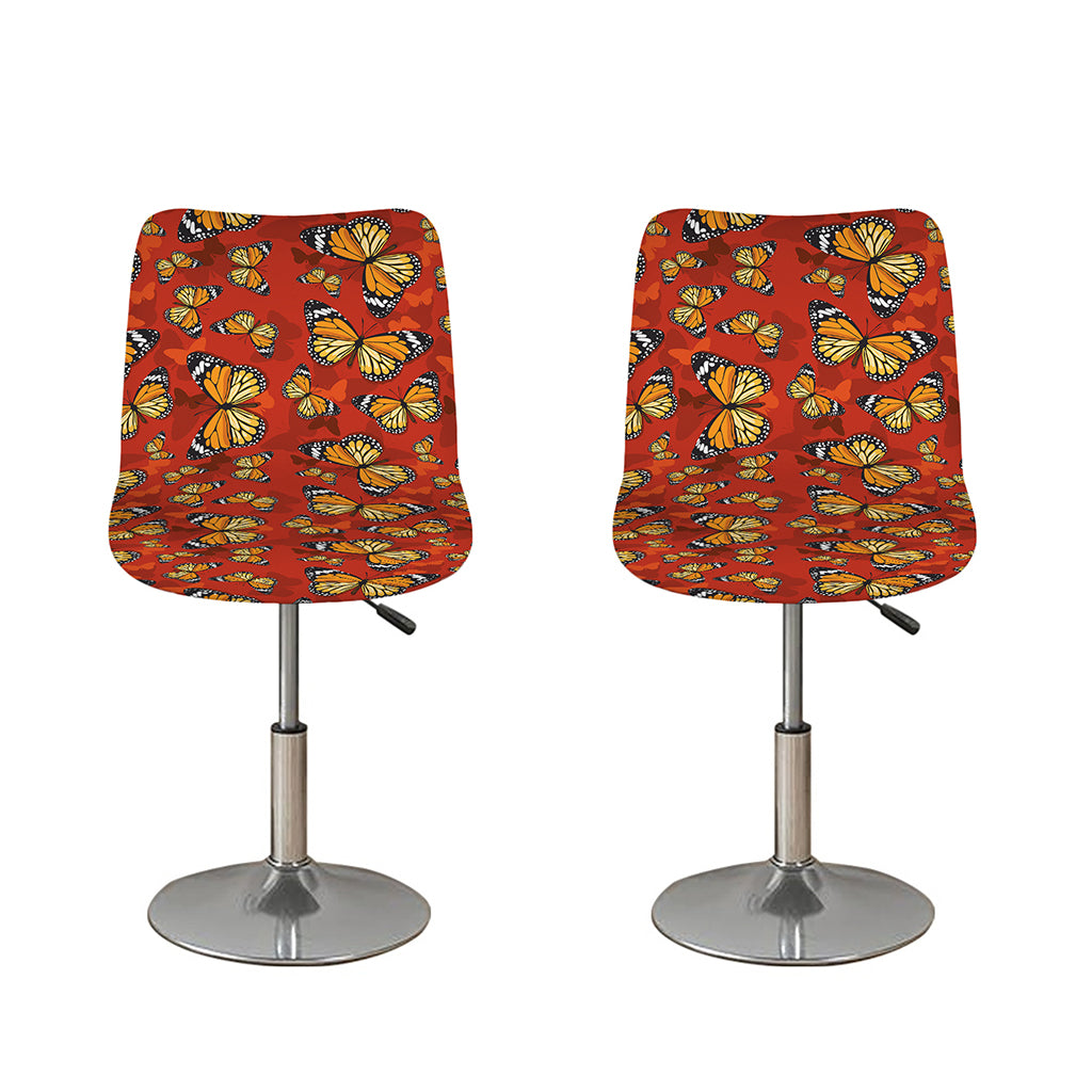 Orange Monarch Butterfly Print Bar Stool Covers