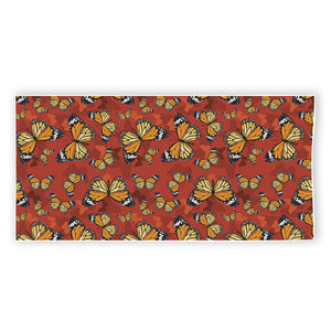 Orange Monarch Butterfly Print Beach Towel