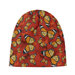 Orange Monarch Butterfly Print Beanie