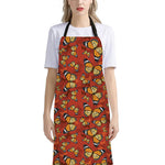 Orange Monarch Butterfly Print Bib Apron With Pocket