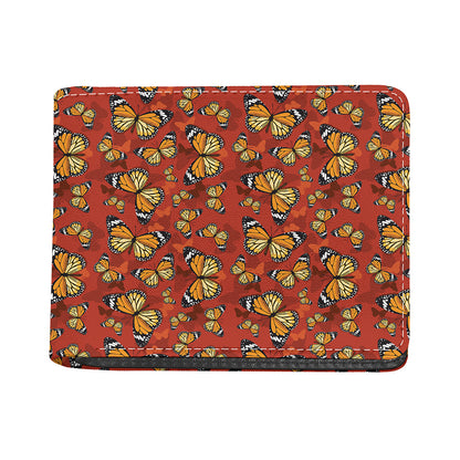 Orange Monarch Butterfly Print Bifold Wallet