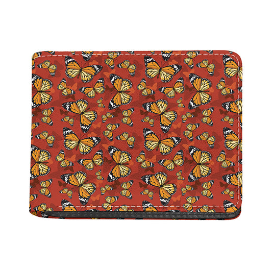 Orange Monarch Butterfly Print Bifold Wallet