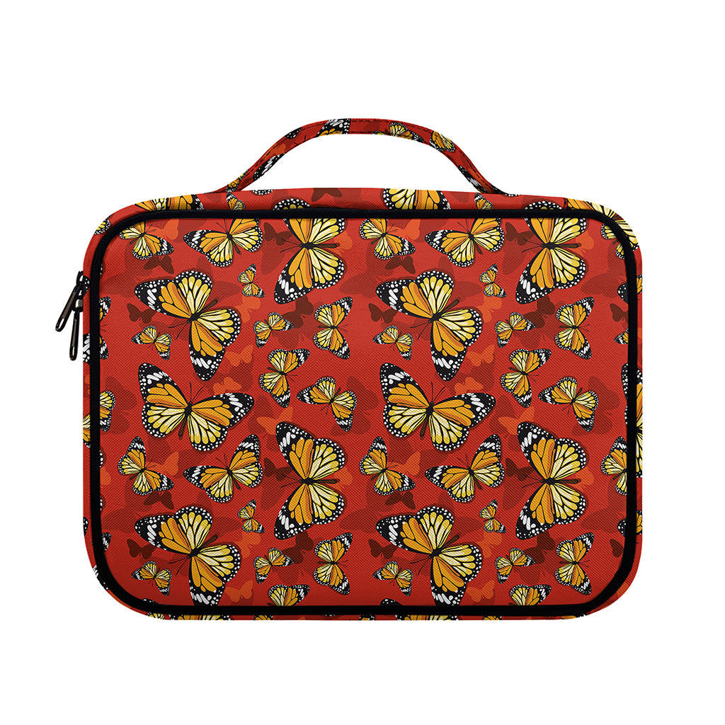 Orange Monarch Butterfly Print Briefcase Bible Bag