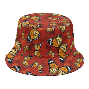 Orange Monarch Butterfly Print Bucket Hat