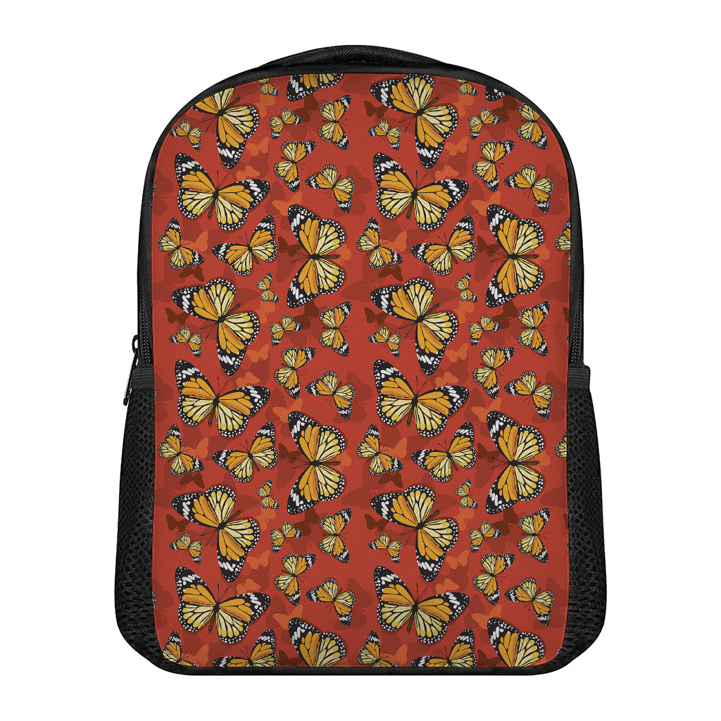 Orange Monarch Butterfly Print Casual Backpack