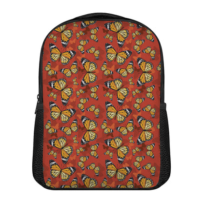 Orange Monarch Butterfly Print Casual Backpack