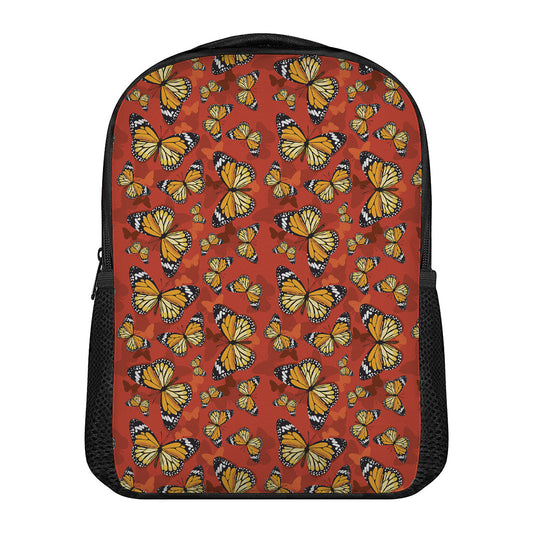 Orange Monarch Butterfly Print Casual Backpack