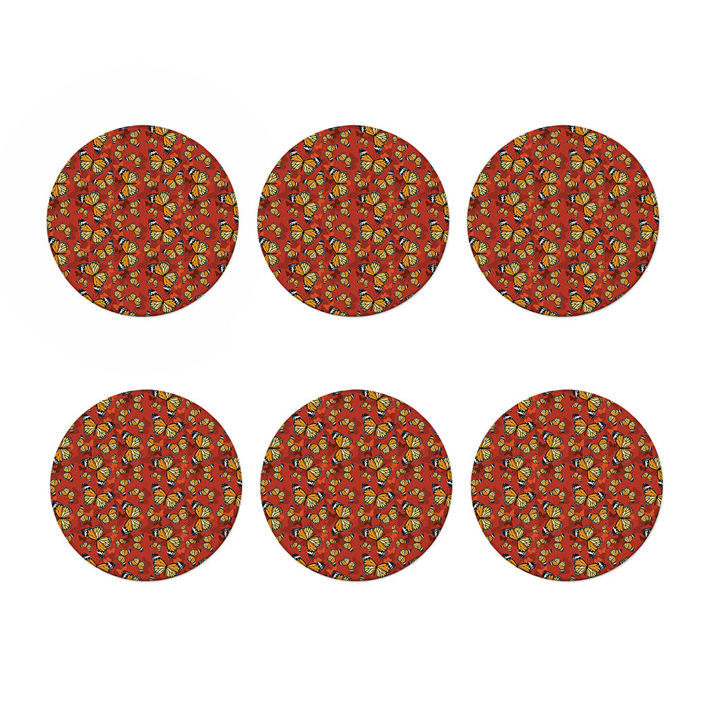 Orange Monarch Butterfly Print Coaster Set