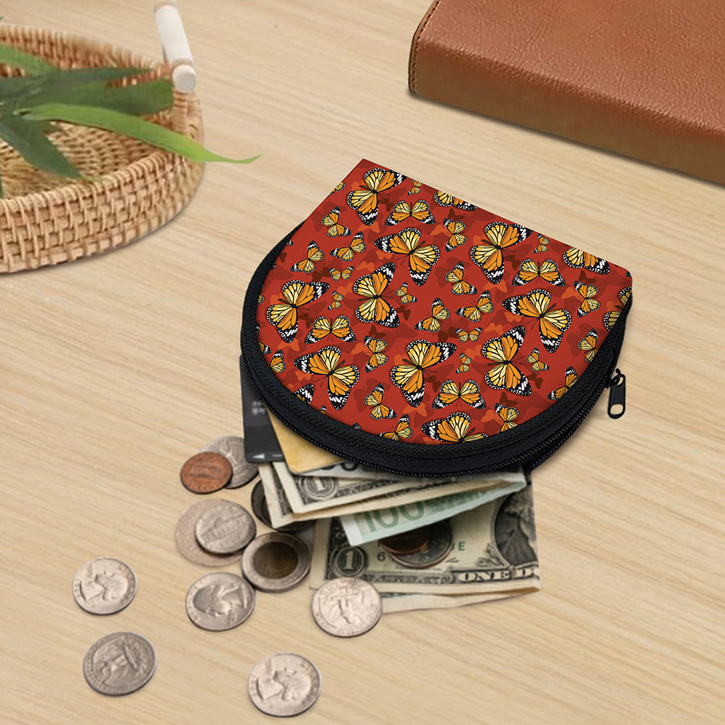 Orange Monarch Butterfly Print Coin Purse