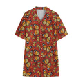 Orange Monarch Butterfly Print Cotton Hawaiian Shirt