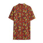 Orange Monarch Butterfly Print Cotton Hawaiian Shirt
