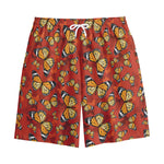 Orange Monarch Butterfly Print Cotton Shorts