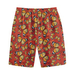 Orange Monarch Butterfly Print Cotton Shorts