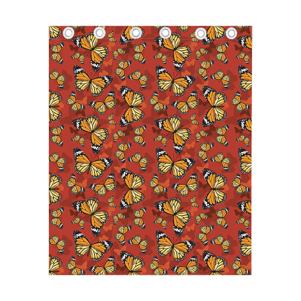Orange Monarch Butterfly Print Curtain