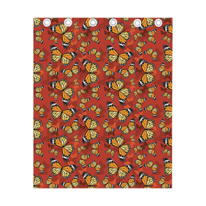 Orange Monarch Butterfly Print Curtain