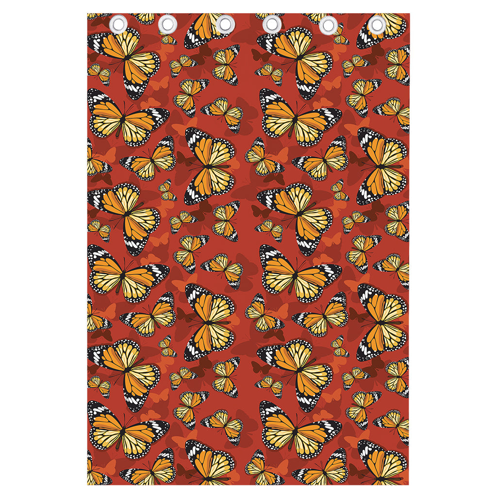 Orange Monarch Butterfly Print Curtain