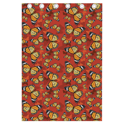 Orange Monarch Butterfly Print Curtain