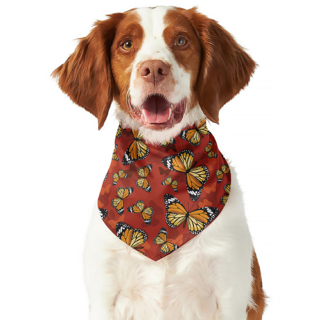 Orange Monarch Butterfly Print Dog Bandana