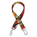 Orange Monarch Butterfly Print Dog Seat Belt