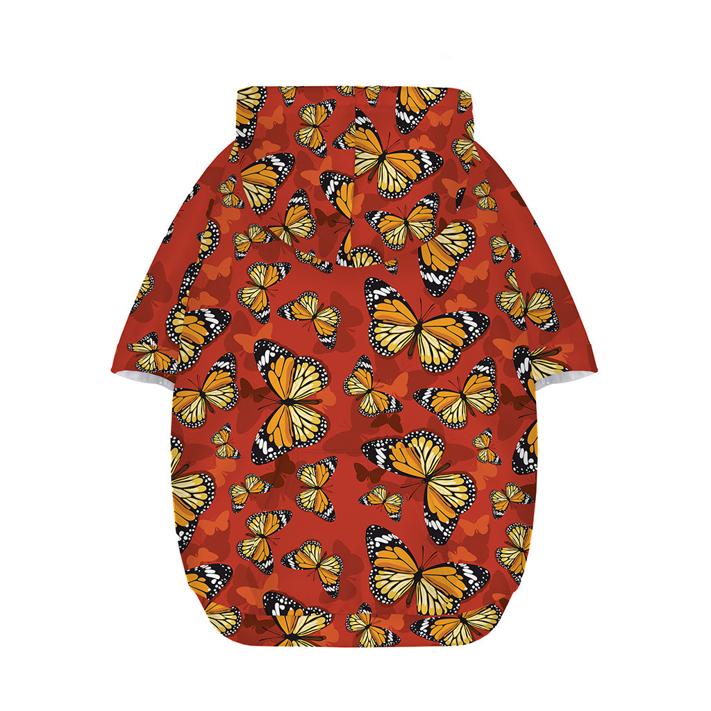 Orange Monarch Butterfly Print Dog Zip Up Hoodie