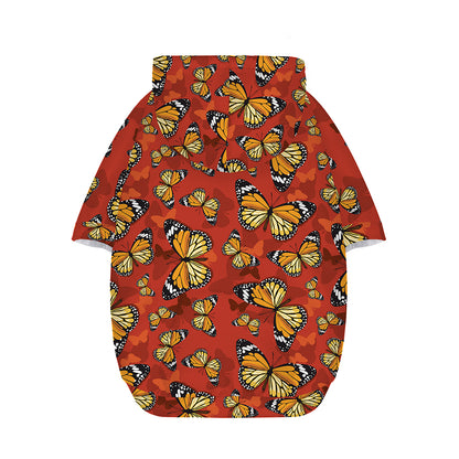 Orange Monarch Butterfly Print Dog Zip Up Hoodie