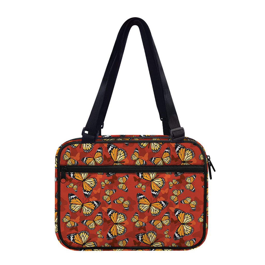 Orange Monarch Butterfly Print Double Strap Bible Bag