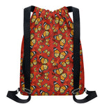Orange Monarch Butterfly Print Drawstring Backpack