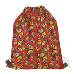 Orange Monarch Butterfly Print Drawstring Bag