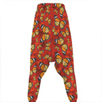 Orange Monarch Butterfly Print Hammer Pants
