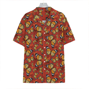 Orange Monarch Butterfly Print Hawaiian Shirt