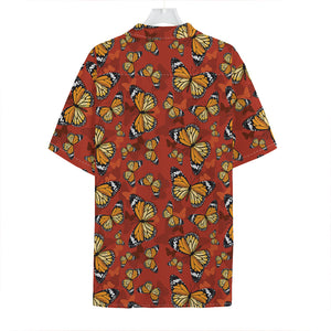 Orange Monarch Butterfly Print Hawaiian Shirt