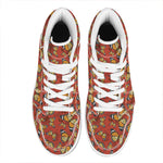 Orange Monarch Butterfly Print High Top Leather Sneakers