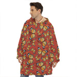 Orange Monarch Butterfly Print Hoodie Blanket
