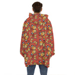 Orange Monarch Butterfly Print Hoodie Blanket