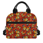 Orange Monarch Butterfly Print Insulated Lunch Bag