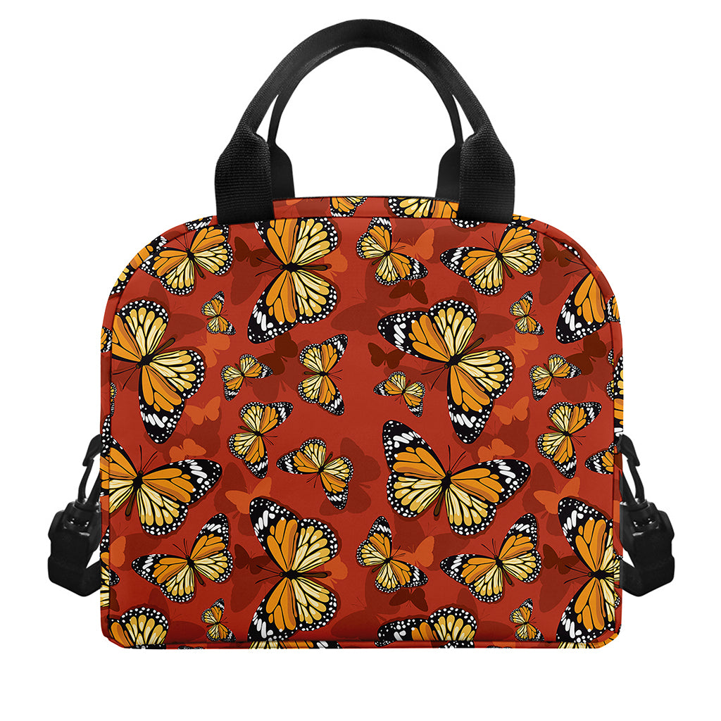 Orange Monarch Butterfly Print Insulated Lunch Bag
