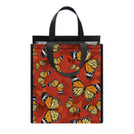 Orange Monarch Butterfly Print Insulated Lunch Tote