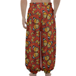 Orange Monarch Butterfly Print Lantern Pants