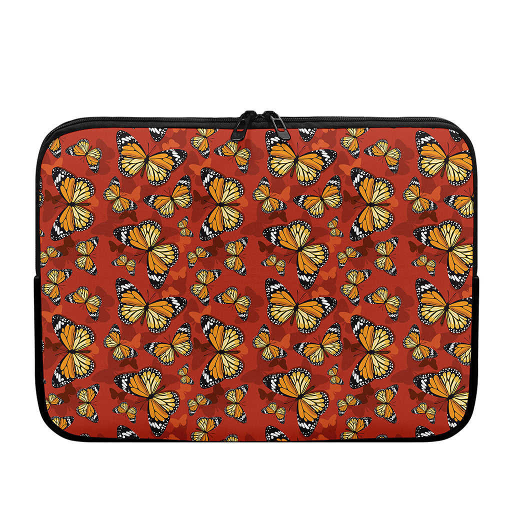Orange Monarch Butterfly Print Laptop Sleeve