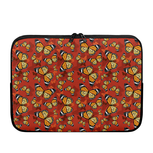 Orange Monarch Butterfly Print Laptop Sleeve