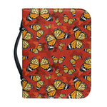 Orange Monarch Butterfly Print Leather Bible Cover