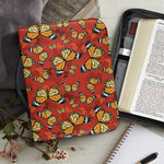 Orange Monarch Butterfly Print Leather Bible Cover