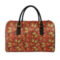 Orange Monarch Butterfly Print Leather Duffel Bag