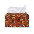 Orange Monarch Butterfly Print Leather Tissue Box Cover