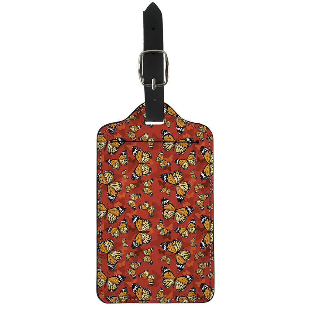 Orange Monarch Butterfly Print Luggage Tag