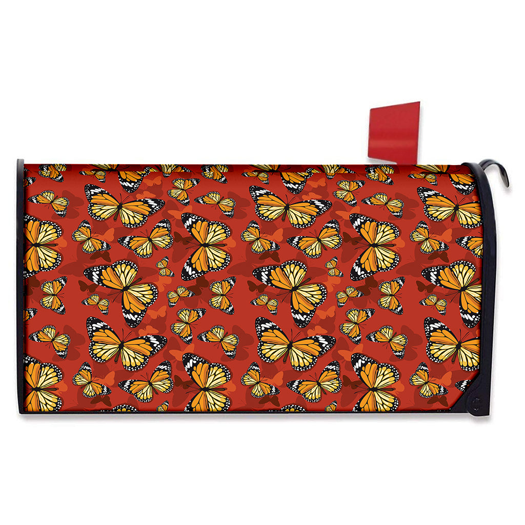 Orange Monarch Butterfly Print Mailbox Cover